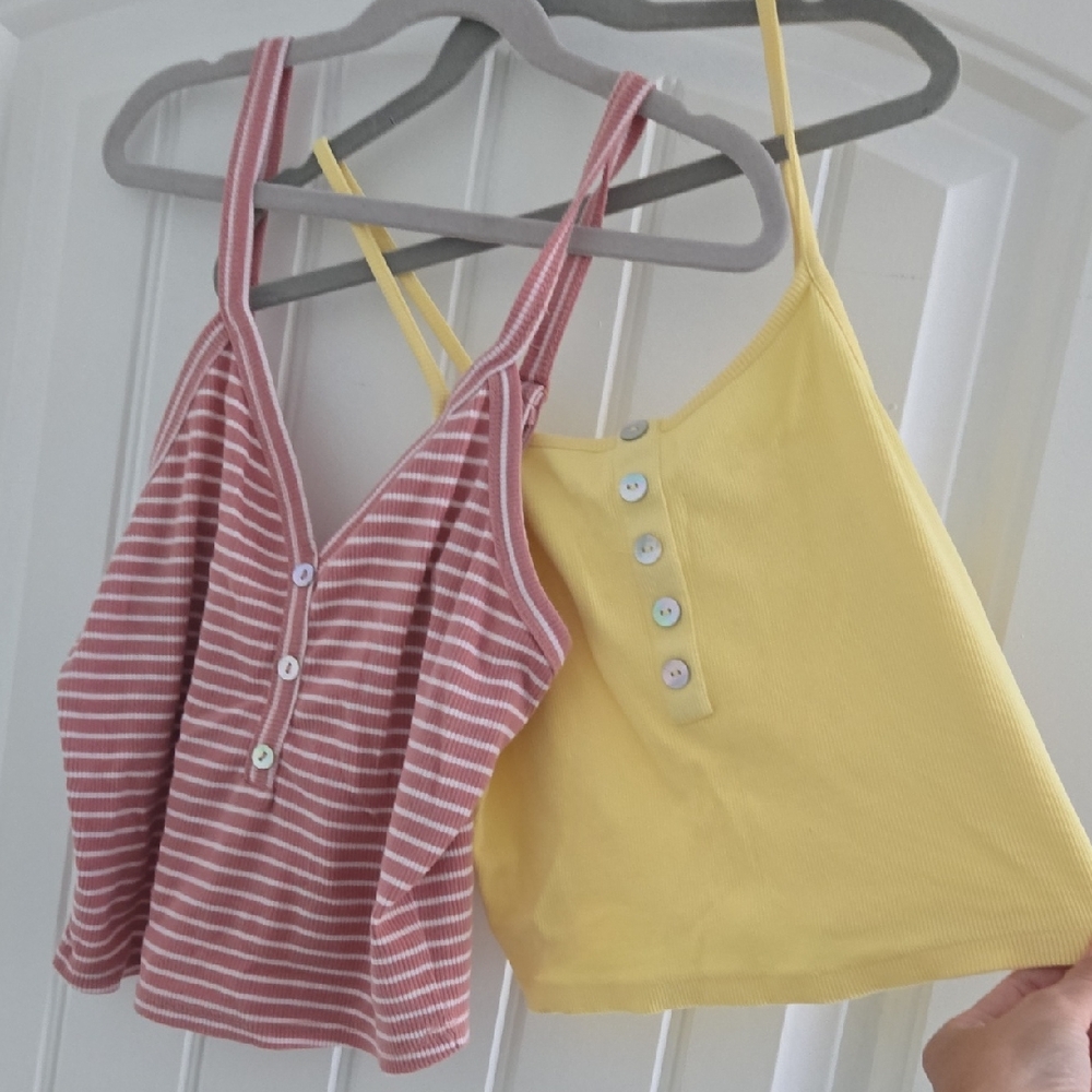 Heart Hips Pink Striped and Yellow Camisoles